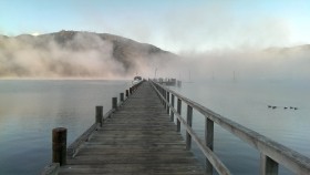 Morning mist at Anakiwa